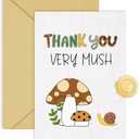 4 x CRTURUNIQ Funny Mushroom Thank You Card  Cute Thank You Very Mush Pun Design, 5x7 Inch Folded Cottagecore Greeting Note Card for Teacher, Baby Shower or Friend, Thick Cardstock with Envelope