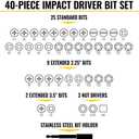 Klein Tools 33801 Impact Driver Bit Set with Magnetic Nut Drivers, ProFlex S2 Steel Phillips, Slotted, Square, TORX Bits with Case, MODBox Compatible, 40-Piece