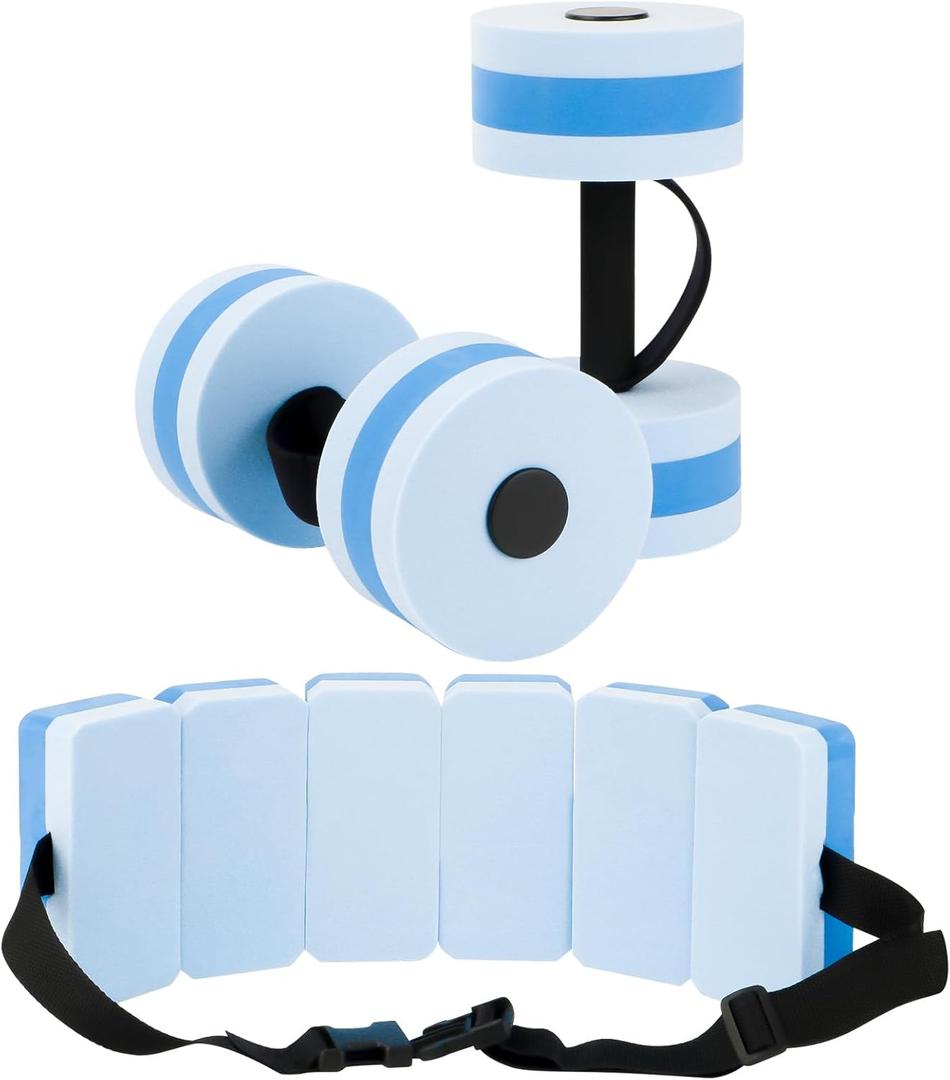 UNAOIWN Water Weights for Pool Exercise 2Pcs Water Dumbbells Aerobics Pool Barbells Lightweight Resistance Aquatic Dumbbell for Swimming (Light Blue Set)