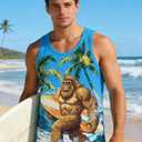 RAISEVERN Mens Tank Tops Summer Sleeveless Tee Cool Workout T-Shirts Beach Novelty Undershirts (X-Large, Blue Brown Green)