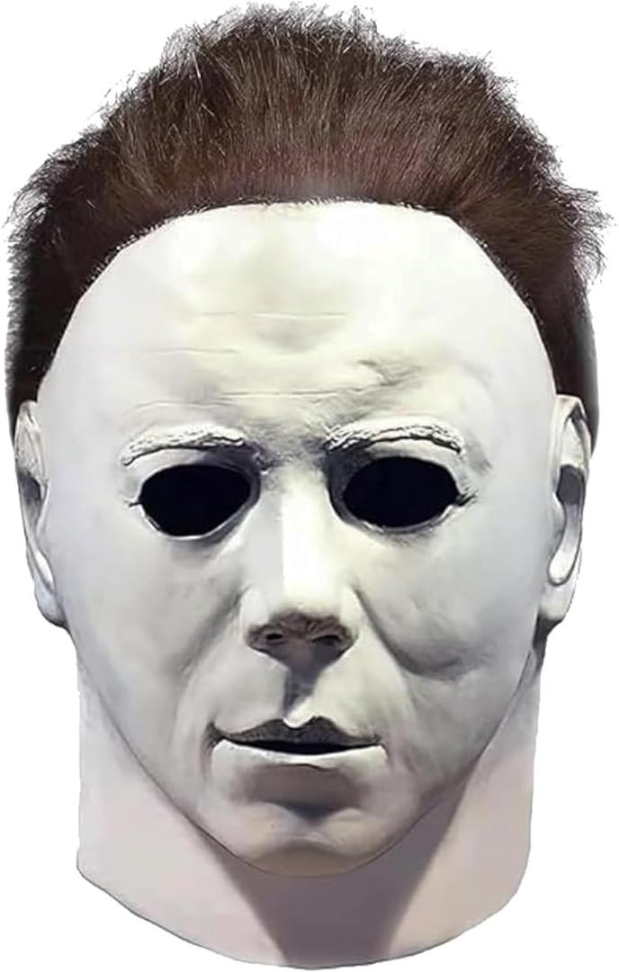 Halloween Scary Mask Costume, Horror Mask for Adults, Slasher killer Costume Prop (White)