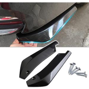 2PCS Car Spoiler Wniversal Mini Spoiler, Car Rear Diffuser Side Skirts Bumper Guard Diffuser Splitter Lip Body Kit with Bolts, Universal Angle Protector for Side Fender Skirt Lip(Black)