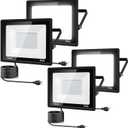 4Pack LED Flood Light Outdoor,150W LED Work Light 15500lm with 6FT US Plug, IP66 Waterproof Exterior Security Lights, 6000K Daylight White Outside Floodlights Slim Design for Playground Yard