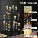3-Tier 16-Holder Metal Cocktail Tree Stand, Champagne Tower for Glasses Wine Glass Holder Drink Tower, Heavy Duty Drink Stand for Martini Margarita Cups Weddings Parties