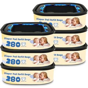 Refill Bags Compatible with Diaper Genie Compact, Select & Classic Pails (Square Refill System), Unscented EVOH Odor-Barrier Film, 6-Pack (21.3 ft Each), Not for Signature/Easy Roll or Round Refills