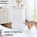 1 Pack White Spandex Stretch Round Table Covers with Skirt - 24x43 Inch Fitted Elastic Cocktail Tablecloth for High Top Bar, Party & Wedding Decor, White