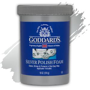 Goddard's Silver Polish Foam  Silver Jewelry Cleaner for Antiques, Accessories, Ornaments & More  Cleaner for Silverware Protection  Tarnish Remover for Jewelry w/Sponge Applicator (18 oz)
