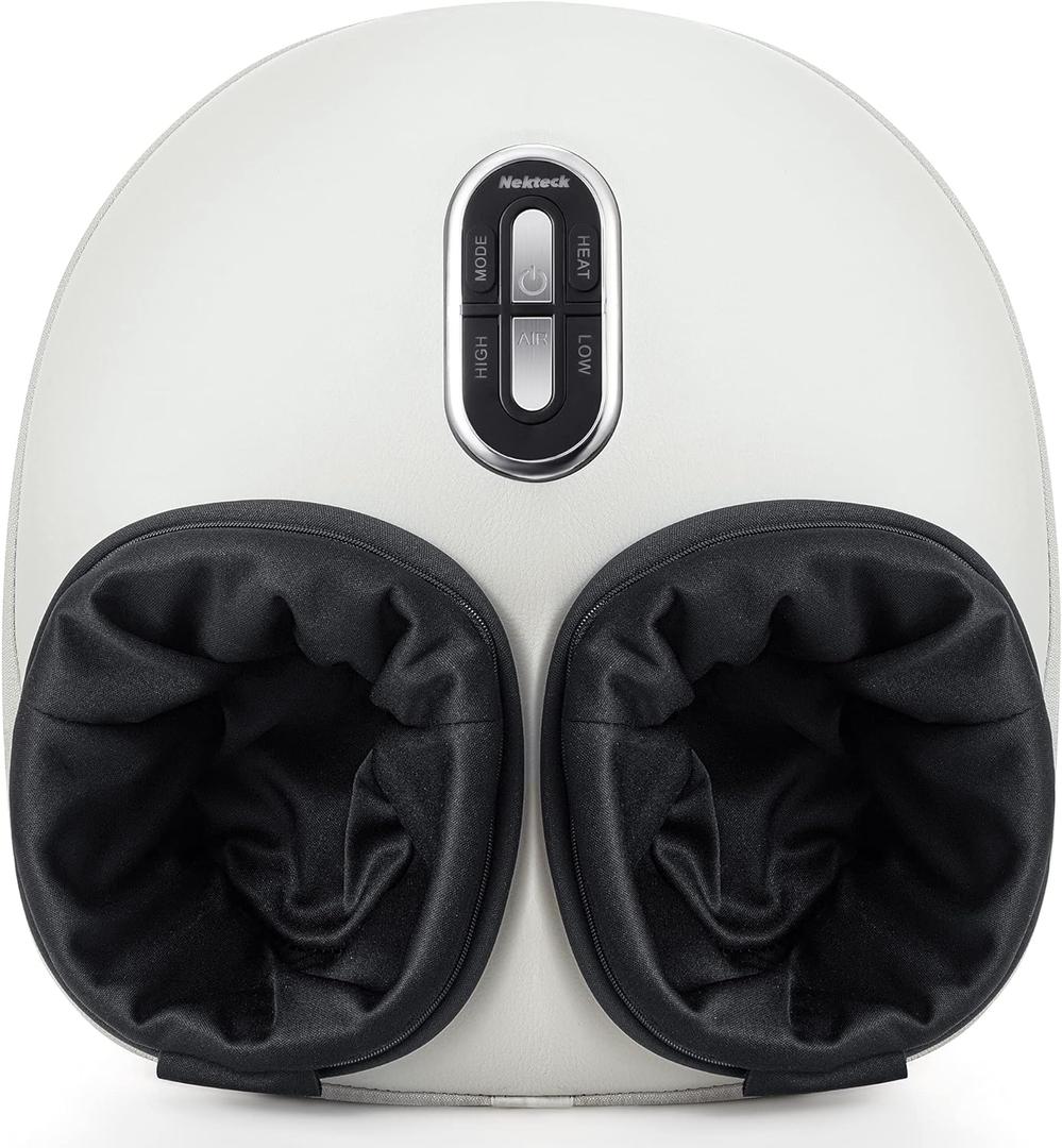 Nekteck Shiatsu Foot Massager Machine with Soothing Heat, FSA Eligible Air Compression Deep Kneading Therapy, HSA Massage Tools Improve Blood Circulation Foot Wellness, Fits Size Up to US 11 (Beige (Regular))