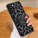 Fiyart Designed for Samsung Galaxy S21 Plus Case Leopard Ring Holder Kickstand Magnetic Bumper Compatible with MagSafe Camera Lens Protection for Women Men Cheetah Print S21+ 6.7"-Black