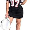 MenXu Women's Fashion Sexy V Neck Queen Letter Printed Package Dress Casual Hip Hop Short Sleeve Mini Dresses, XL