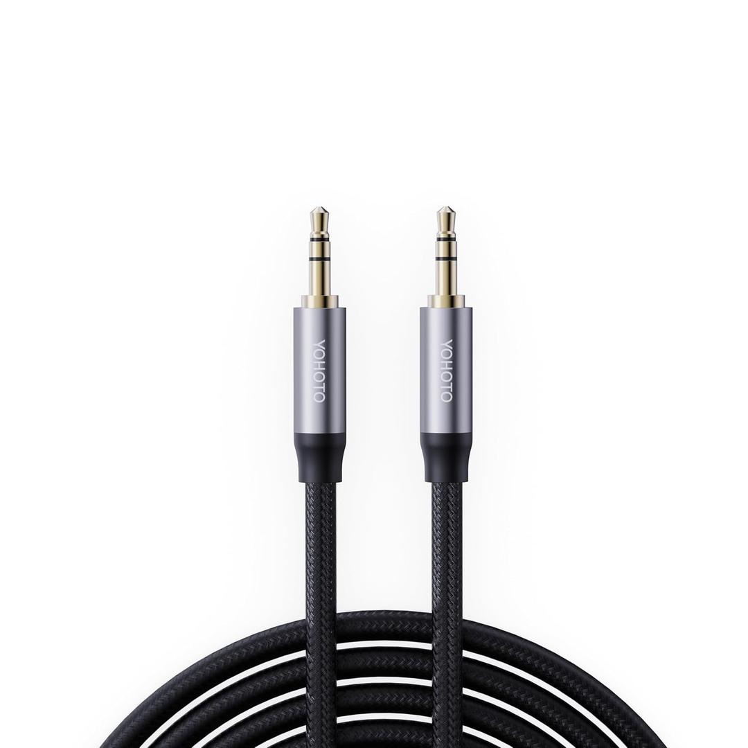 (4FT AUX3.5mm Audio Cable Nylon Braided Aux Cord Male to Male Stereo Hi-Fi Sound Auxiliary Audio Cable for Headphones Car Home Stereos Speakers Tablets iPhone iPad iPod Echo More (20FT)