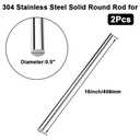 16 inches Long 1/2" Diameter 304 Stainless Steel Solid Round Rod forMetal Solid Shaft Rodsfor DIY Craft & Metal Working - 2pcs