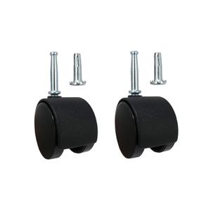Shepherd 2" Smooth-Rolling Twin Wheel Office Chair Casters, Dual-Wheel Swivel Caster Wheels for Office Chairs, Set of 2, Black