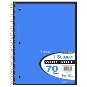 Spiral Notebooks - Wide Ruled, 70 Sheets
And Binder