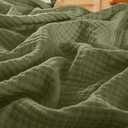 PHF 100% Cotton Muslin Throw Blanket 50" x 60", 4-Layer Lightweight Gauze Throw, Breathable Cloud-Soft Minimalist Blanket for Bed, Couch, Camping & Baby, Olive Green, Ideal Gift