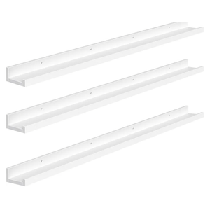 HOOBRO Floating Shelves, Wall Shelf Set of 2 47.2 Inches Hanging Shelf with Raised Edge and Invisible Brackets, for Bathroom, Bedroom, Kitchen, Office, Living Room Decor, White WT92BJ01