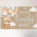 We Can Bearly Wait Banner for We Can Bearly Wait Baby Shower Decorations Blue Bear Backdrop for Bear Baby Shower Decorations