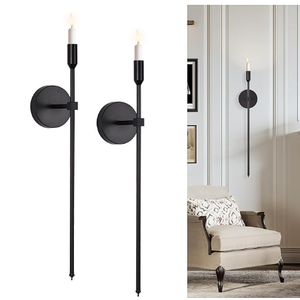Black Candle Sconces Long Wall Candle Holder, Set of 2 Large Wall Candle Sconce Modern Chic Home Decor for Bedroom, Dining Room, Living Room 23"
