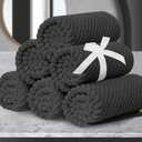VOOVA & MOVAS Washcloths 6PC, 100% Cotton, 13x13 in, Dark Gray | Thick, Quick Dry, Wash Cloths For Showering, Bathroom Gift Set, Perfect For Home, Spa, Housewarming Gift
