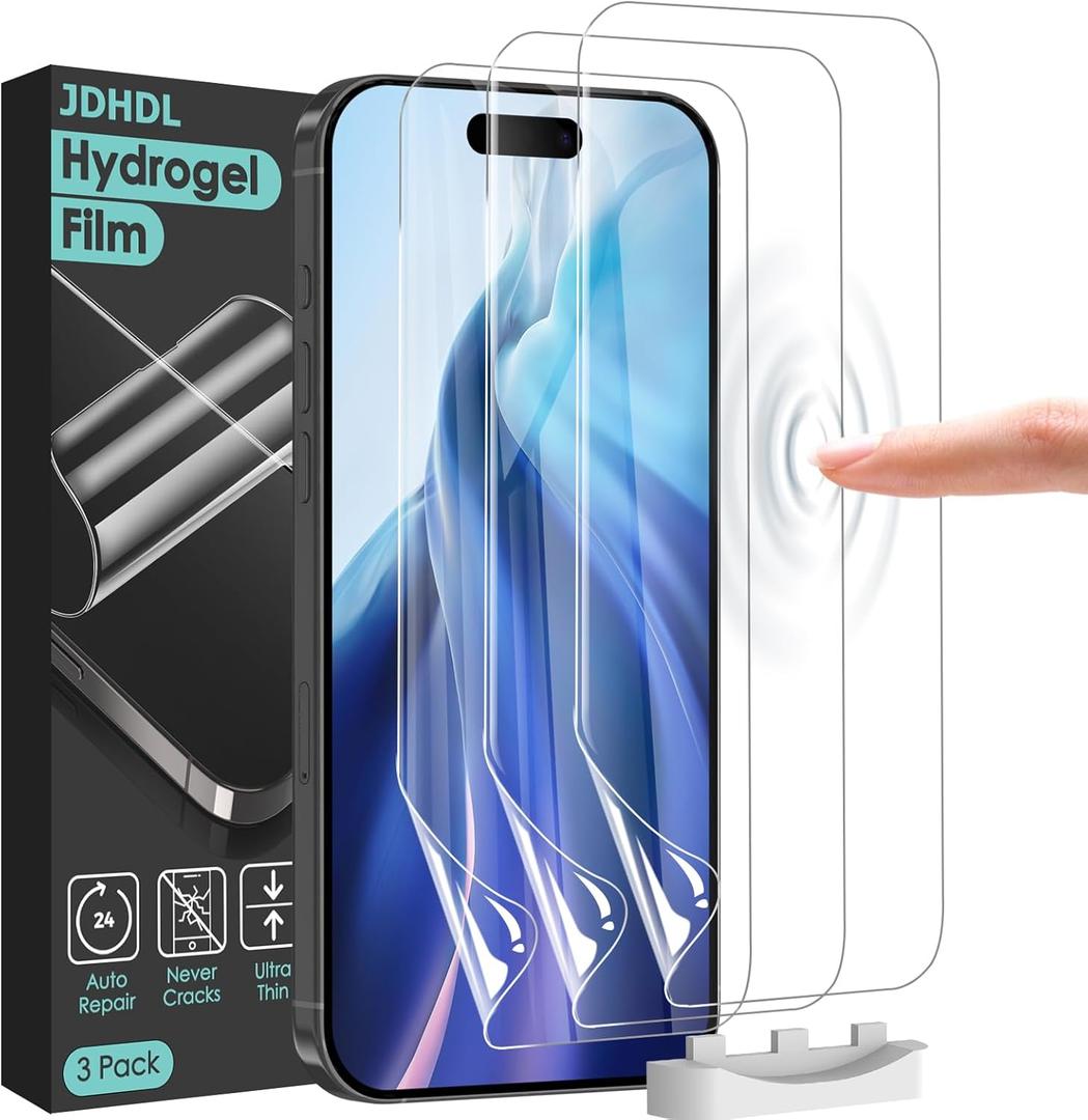 3 Pack Flexible Film for iPhone 17 Pro Screen Protector[NOT GLASS], Non-breakable Soft TPU Hydrogel Film for iPhone 17 Pro, Invisible Thin, Scratch Resistant, Self-Healing