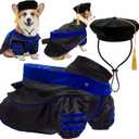 Huhumy 3 Pcs Dog Cat Graduation Doctoral Costume Set, 2026 Pet Phd Graduation Cap and Deluxe Doctoral Gown with Hood Side Tam Puppy Kitty Dogs Grad Holiday Party Costume Accessory(Royal Blue,L)