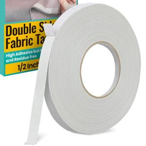 Birllaid White No Sew Hemming Tape Double Sided,Sticky Strong Adhesive Cloth Leather Tape Press-on Tape, No Ironing, Gluing, Alterations and Hemming,Easy to Remove 1/2 Inch x 200 Feet