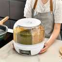 Rotating grain distributor, 6-grid large rice storage container for storing rice, beans and cat food, sealed and moisture-proof, large size.