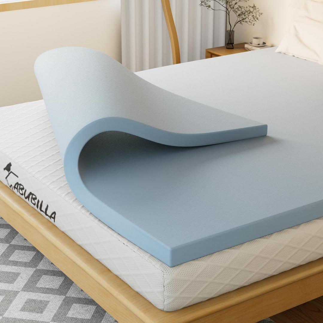 Twin Mattress Topper,2 Inch Twin Size Memory Foam Mattress Topper,Cooling Gel Soft Mattress Relieves Back Pain,CertiPUR-US Certified,Light Blue