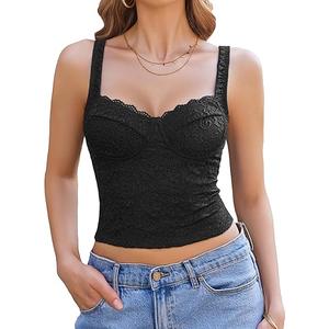 Avidlove Summer Lace Tank Tops Sweetheart Neck Crop Top Adjustable Strap Going Out 2025 Cami (Small)