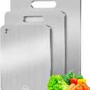 Titanium Cutting Board Set of 3, Titanium Cutting Boards for Kitchen, Non Toxic, Double-Sided Food Grade Chopping Board for Cutting Meat Vegetable Fruit, Outdoor Camping