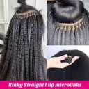 Hair I Tip Hair Extensions Human Hair Kinky Straight 100% Brazilian Hair Invisible Keratin Stick Itip Real Human Hair Extensions for Black Women Curly Natural Black 14 Inch 50g/100Strands