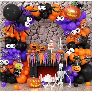 Halloween Balloons Arch, Halloween Party Decoration, Spider Balloon Garland Arch Kit, Pumpkin Foil Balloon Orange Black Purple Confetti Latex Balloons with 3D Sticker for Indoor Outdoor Party Supplies Halloween Balloons Arch, Halloween Party Decoration, Spider Balloon Garland Arch Kit, Pumpkin Foil Balloon Orange Black Purple Confetti Latex Balloons with 3D Sticker for Indoor Outdoor Party Supplies