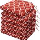 HARBOREST Outdoor Chair Cushions Set of 6, Water Resistant Patio Chair Cushions with Ties, Outdoor Seat Cushions for Patio Furniture, 17"x16"x2", Wine Red Geometry