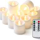 Homemory 12Pack 400+Hour Remote Control Flameless Candles, 2/4/6/8H Timer Led Votive Candles, Battery Operated Tea Lights for Wedding Table Centerpiece, Holidays, Halloween Pumpkins, Christmas Decor (White Base (Warm White Light))