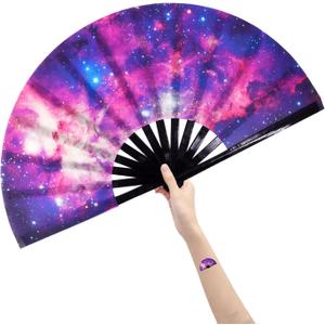 Large Rave Fans Folding Fan-Hand Fan Popping Fan for Line Dancing Clacking Fans for Dance for Cooling, Party, Dance, Decoration (AM6)