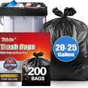 Teivio Black Trash Bags 20-25 Gallon 200 Count | Large Multipurpose | Fit 15,16,18,20,21,23,25 gallon Garbage Bin Liner | Kitchen | Lawn And Leaf Bags Outdoor Yard Waste Bag | Workshops Trash