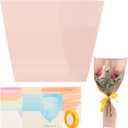 Ravionell 50 PCS Flower Bags for Bouquets, Floral Wrapping Paper with Ribbons Florist Wrap Supplies for Mother's Day Valentines Teacher Graduation Birthday Gift, 9.8x3.9x17.9 Inch(Pink)
