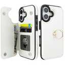 ONETOP for iPhone 17 Wallet Case with Card Holder, 360° Rotation Ring Kickstand RFID Blocking PU Leather Double Magnetic Clasp Shockproof Cover for Women and Girls 6.3 Inch (White)