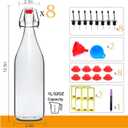 8 Pack 32oz Swing Top Glass Bottles,Flip Top Brewing Bottle with Airtight Stopper Lids, for Juice, Water, Kombucha, Wine, Beer Brewing, Kefir Milk or Eggnog(Bonus Gaskets and Funnel)