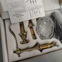 GGStudy Brushed Gold Bathroom Faucet 2 Handles 3 Holes Widespread Bathroom Sink Facuet Washingroom Faucet Mixer Tap wiith Pop Up Drain