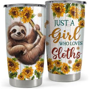SANDJEST Sloth Tumbler 20Oz Stainless Steel Insulated Coffee Travel Mug Cup for Women Girls Sloth Gifts for Birthday Christmas Mothers Day