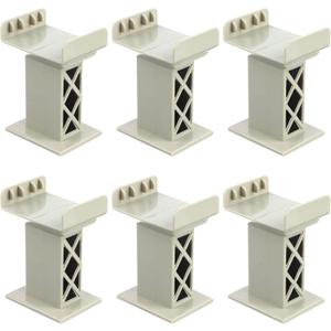 6 Pcs Train Bridge Pier Track Railway Accessories Multi Level Support Risers High Level Blocks Compatible All Major Brands, Grey Upgraded Version