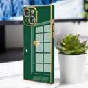 Tzomsze Compatible with iPhone 16 Plus Case,Camera Protection Cute Heart Pattern & Electroplate Reinforced Corners Shockproof Edge Bumper Case for Women Girls-Dark Green