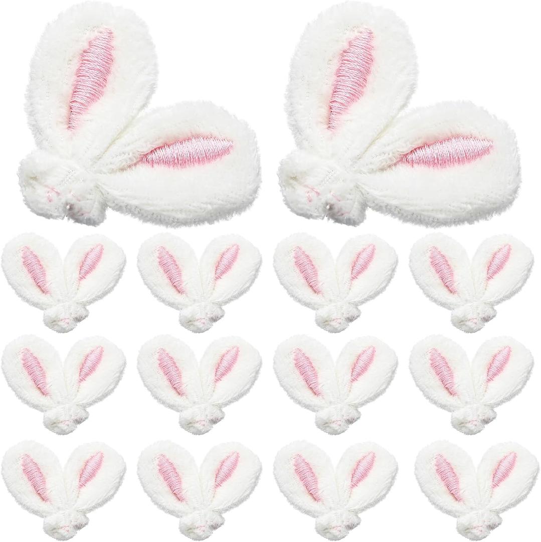 XunYee 50 Pcs Mini Easter Bunny Ears for Crafts Plush Rabbit Ear DIY Headband Hair Clips Hair Ties Accessories Jewelry Making Bunny Doll DIY Craft Party Supplies