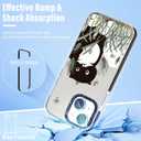 Boaretiu Cute Kawaii for iPhone 13 Case with Stand - Fashion Cool 360 Rotate Ring Holder Kickstand Black Cat Bee Design for Women Girls Boys Teens Girly for iPhone 13 Phone Case