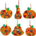 Winlyn 30 Sets Fall Halloween Pumpkin Decorations DIY Pumpkin Craft Kits Foam Pumpkin Shapes 8" W and Smile Fall Leaves Glitter Leaves Pumpkin Decorating Stickers for Kids Classroom Party Activities