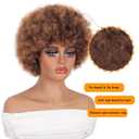 GKtineke Short Afro Wig 8 Inch Afro Wigs for Black Women 70s Kinky Curly Wig Fluffy Bouncy Puff Synthetic Hair for Daily and Party (Mixed Brown)
