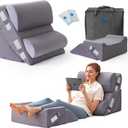 Ahpmeoa 6PCS Wedge Pillow Set for After Surgery, Back Support Pillow for Bed, Bed Wedge Pillow for Post Surgery, Back Rest Pillow for Sitting in Bed, Pillow for Back Pain Relief, Plush Grey