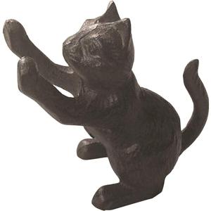 Comfy Hour Heavy Duty Black Cast Iron Cat Door Stopper, Large Decorative Kitten Door Stop Wedge & Bookend, Unique Vintage Animal Home Decor for Cat Lovers, 1 pc