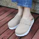 Genuine Suede Clogs for Women Platform ShoesLeather Comfort Potato Shoes Chunky with Arch Support, Casual Trendy Shoes Mules for Women (11, Sand)